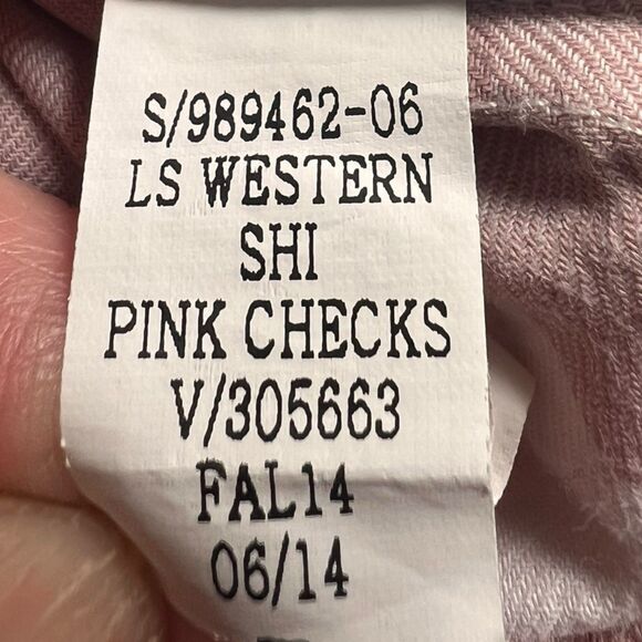 Gap Womens Western Long Sleeve Pink Check Button Down Shirt Sz S Tall - Picture 10 of 12